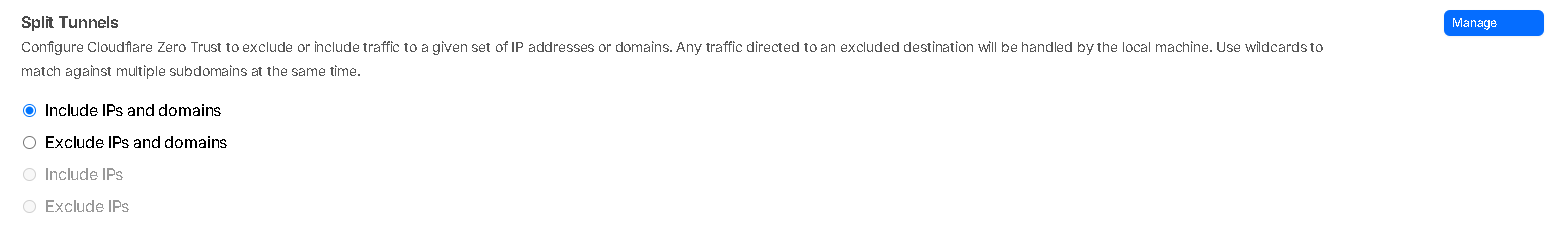Cloudflare WARP split tunnel include mode